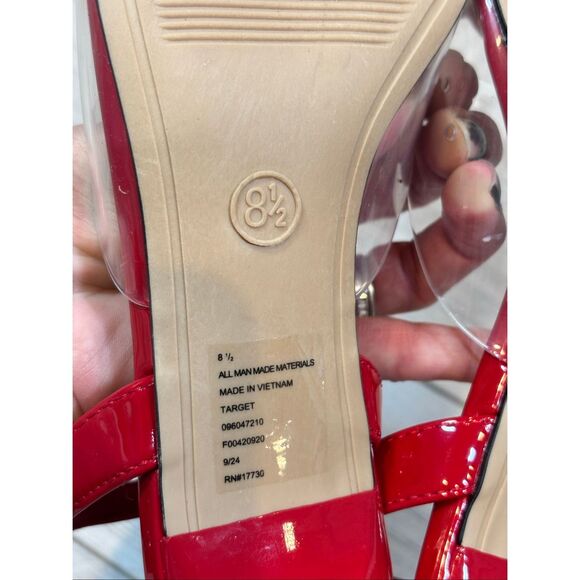 A New Day Eleanor Heart Slingback Kitten Red Heels Size 8.5 - Picture 11 of 11